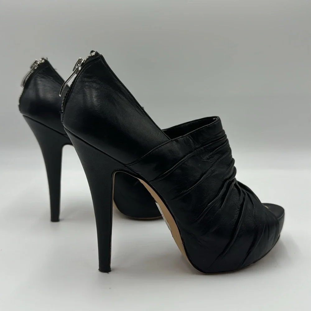 Vince Camuto Black Ruched Peep-Toe Platform Heels